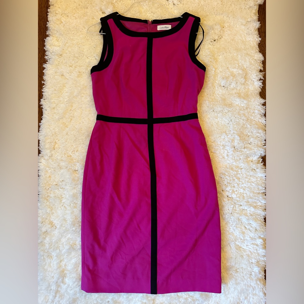 Calvin Klein Pink and Black Midi Dress